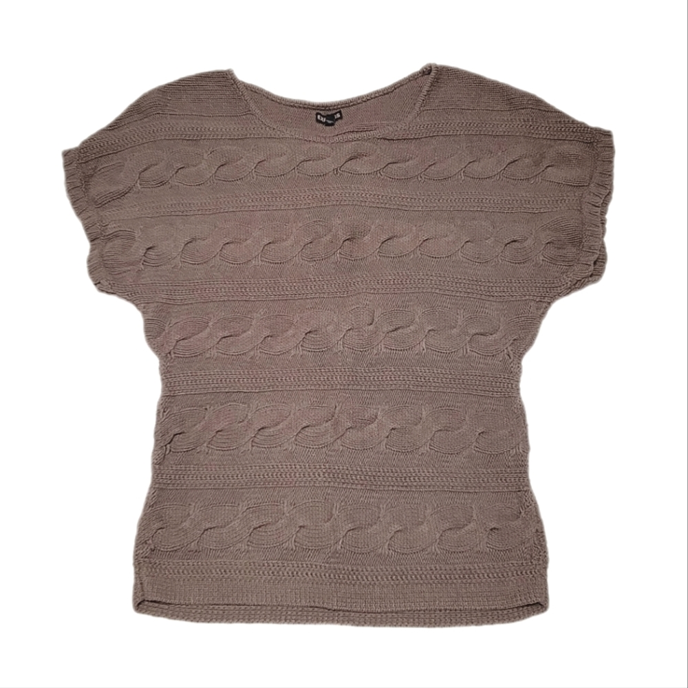 Express Cable Knit Short Sleeve Sweater Top Size Large